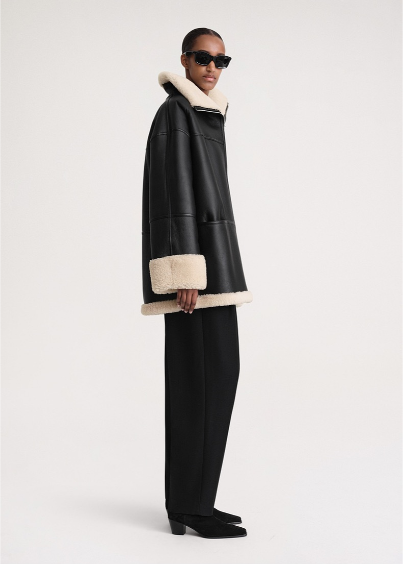 Alina - Damen Lammfelljacke mit Reißverschluss und Umlegekragen Winter