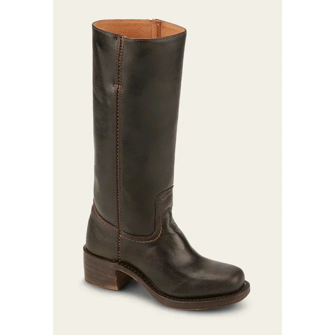 Alva – Damen Lederstiefel in Braun mit Blockabsatz