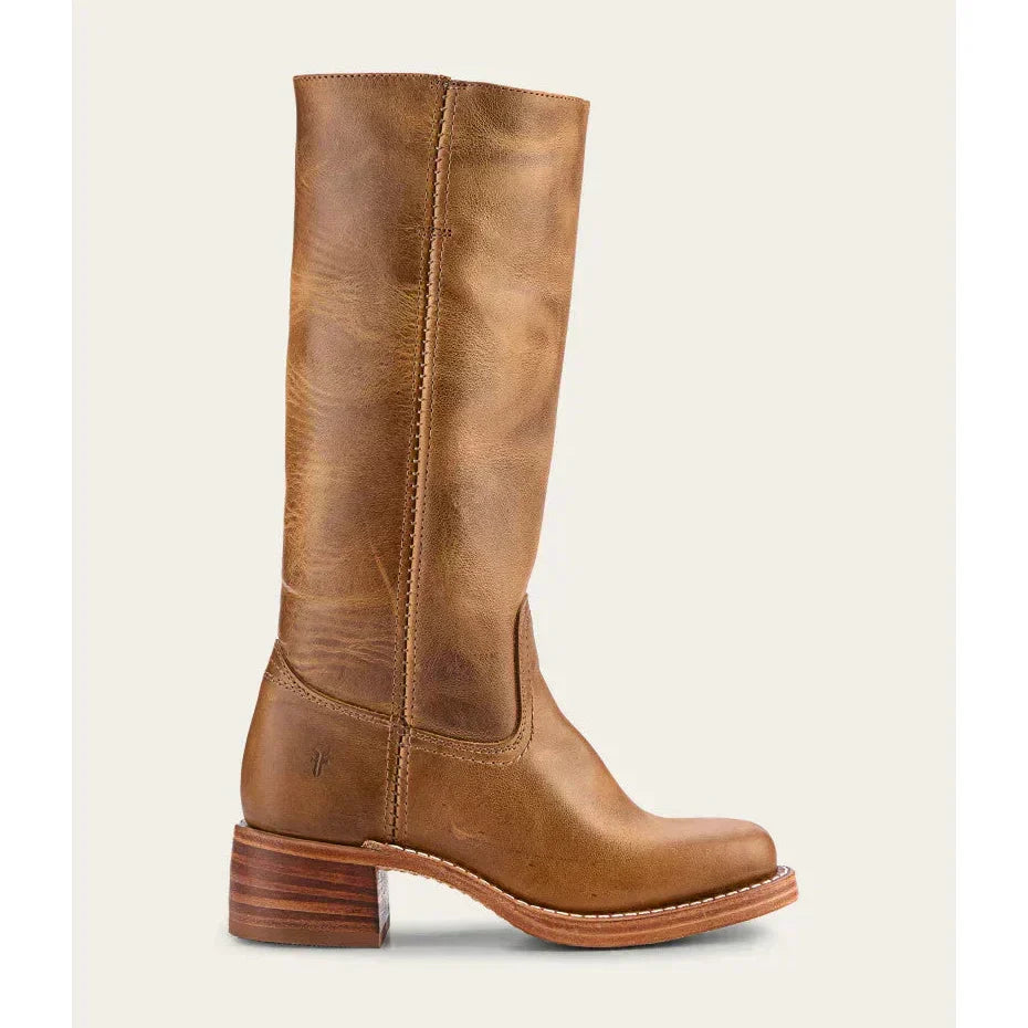 Alva – Damen Lederstiefel in Braun mit Blockabsatz
