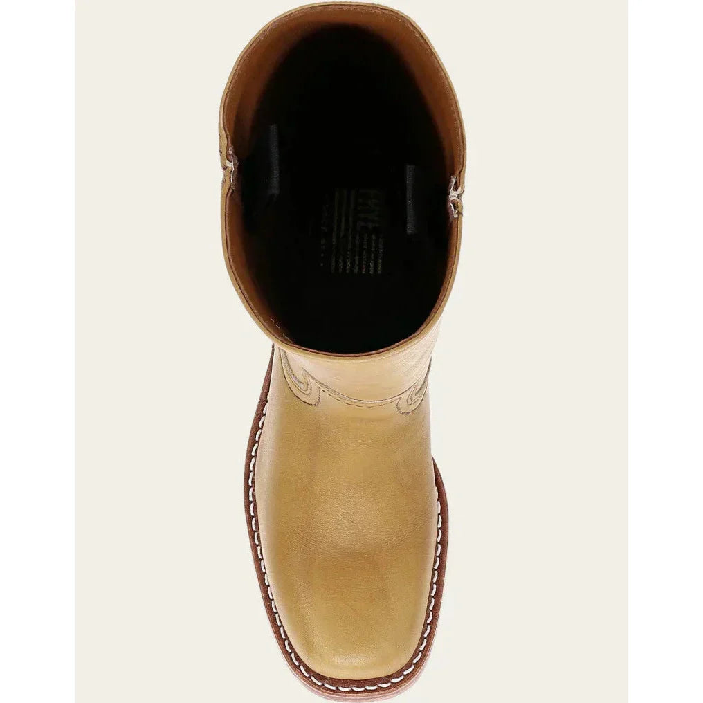 Alva – Damen Lederstiefel in Braun mit Blockabsatz