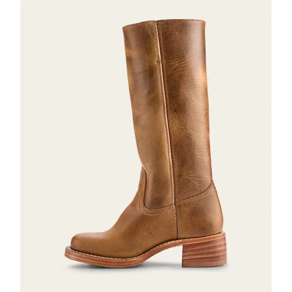 Alva – Damen Lederstiefel in Braun mit Blockabsatz