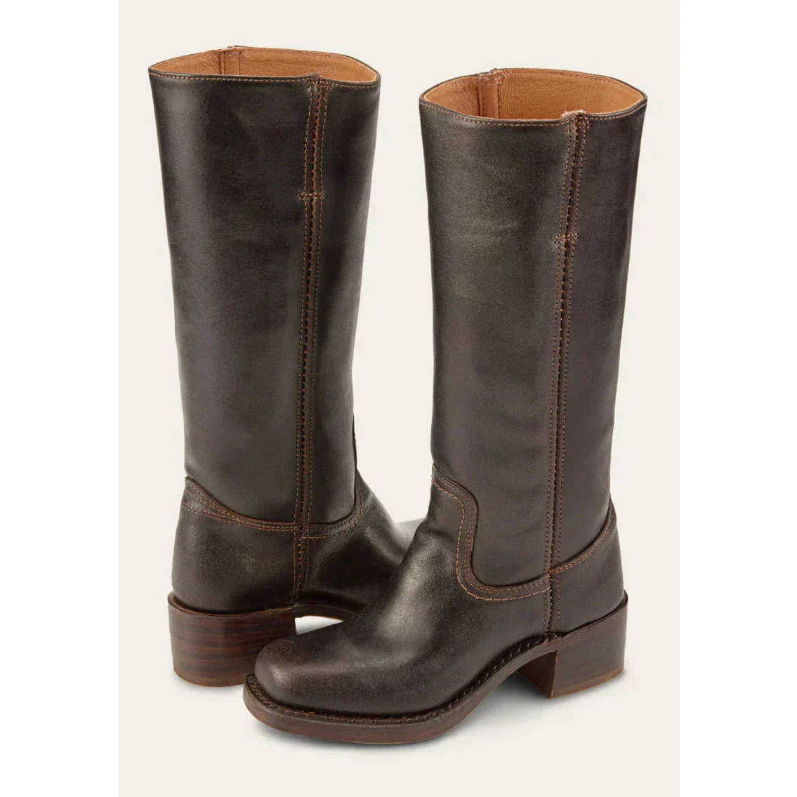 Alva – Damen Lederstiefel in Braun mit Blockabsatz
