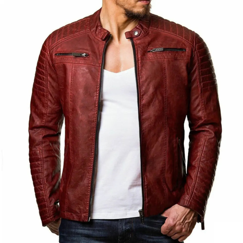 Liam – Herren Bikerjacke mit Reißverschluss und Stehkragen