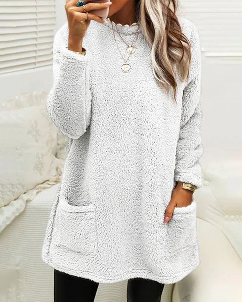 Sofia-Lou - Damenpullover mit Taschen und Rundhalsausschnitt