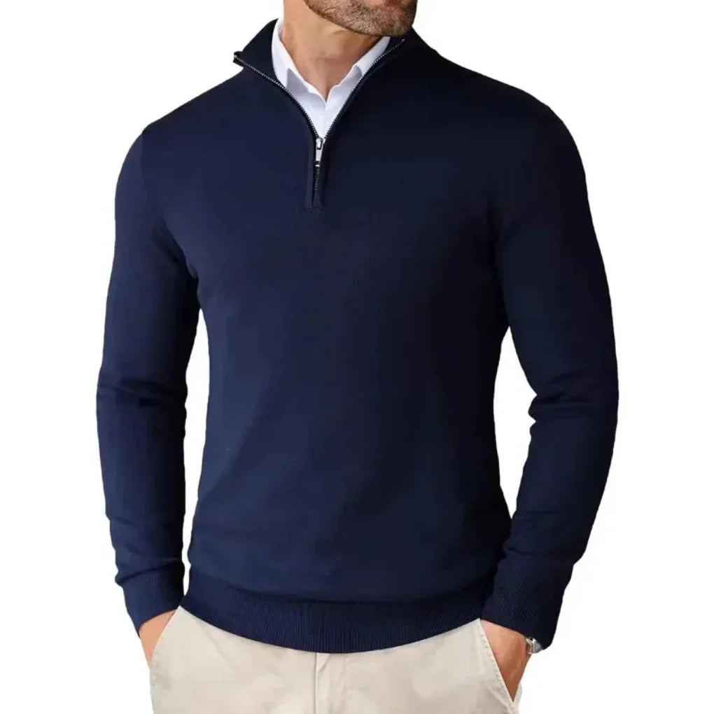 Adrian – Herren Pullover mit Reißverschluss Stehkragen