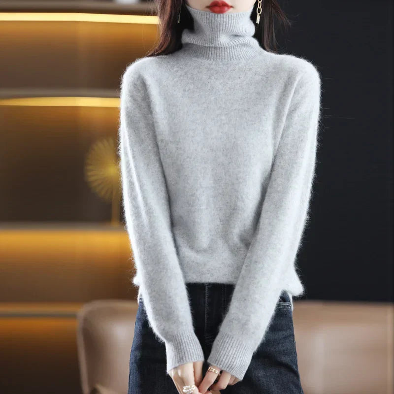 Isabella - Damen kaschmir Strickpullover mit Rollkragen