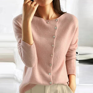 Elena - Damen wollen Strickcardigan mit V-Ausschnitt und Knöpfen