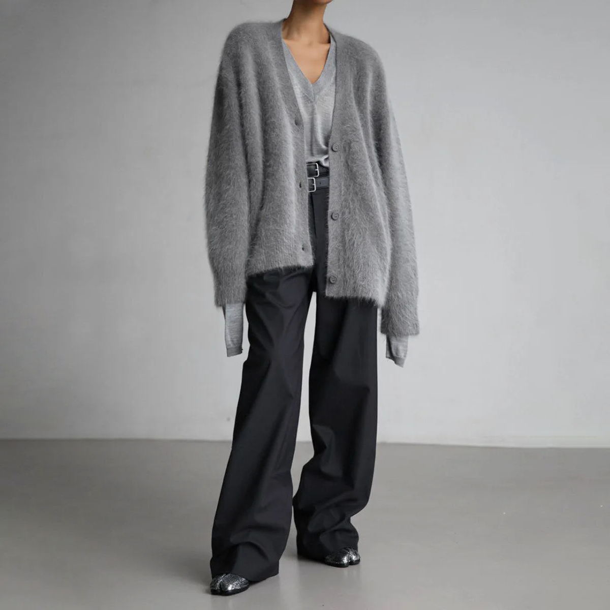 Elena - Damen kaschmir Strickjacke mit V-Ausschnitt