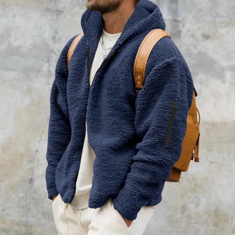 Jonas - Herren winter Teddyjacke mit Kapuze Reißverschluss