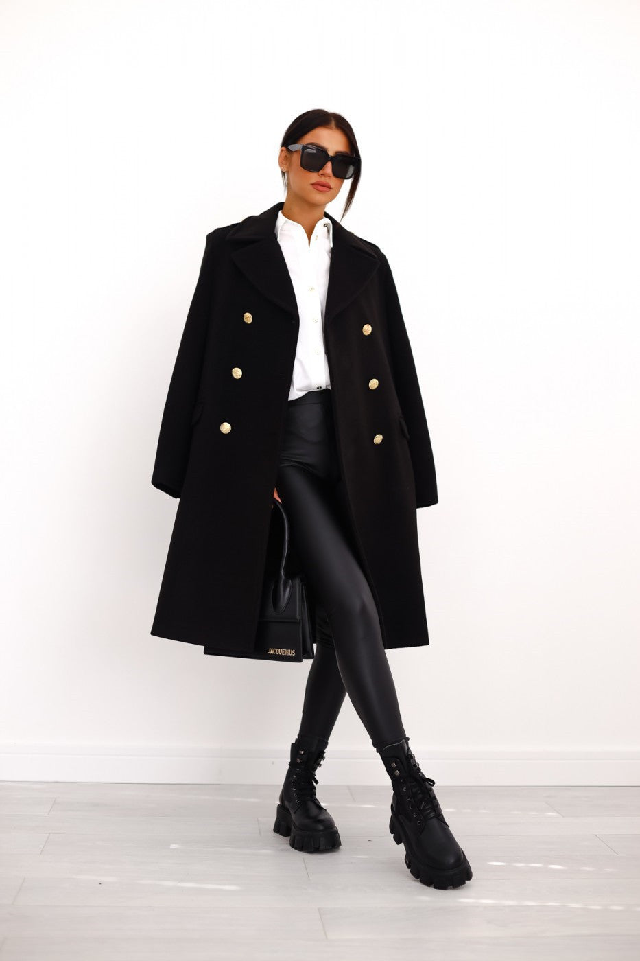 Alessia - Damen Wolle Wintermantel lang elegant klassisch warm