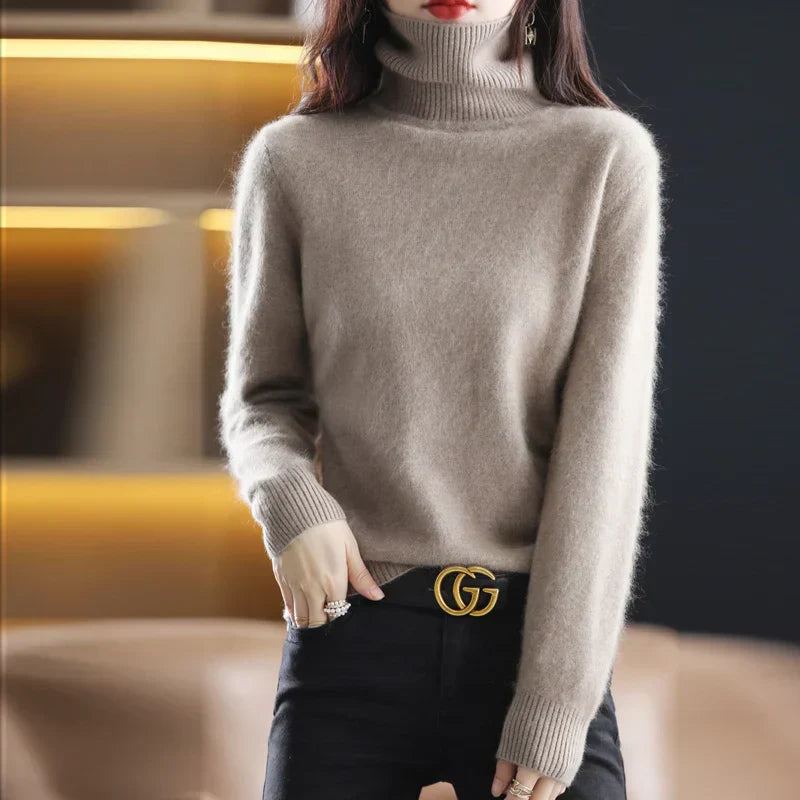 Isabella - Damen kaschmir Strickpullover mit Rollkragen