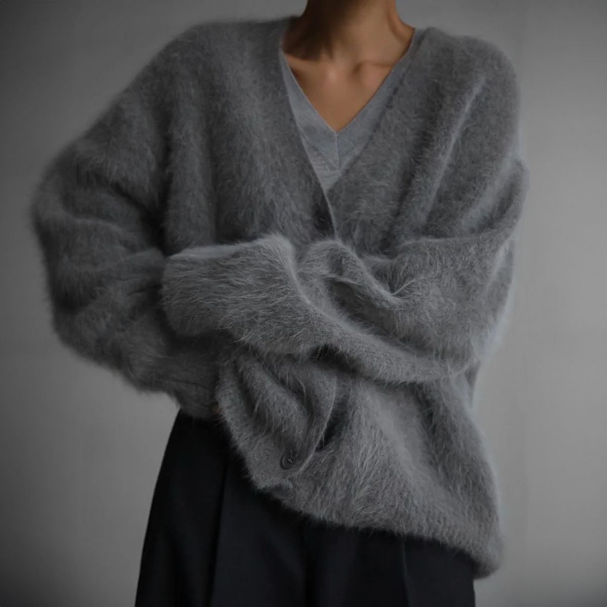 Elena - Damen kaschmir Strickjacke mit V-Ausschnitt
