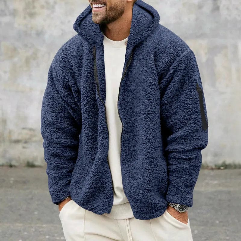 Jonas - Herren winter Teddyjacke mit Kapuze Reißverschluss