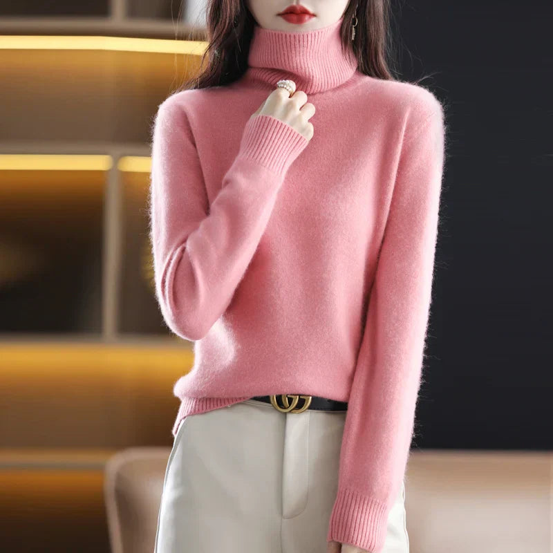 Isabella - Damen kaschmir Strickpullover mit Rollkragen