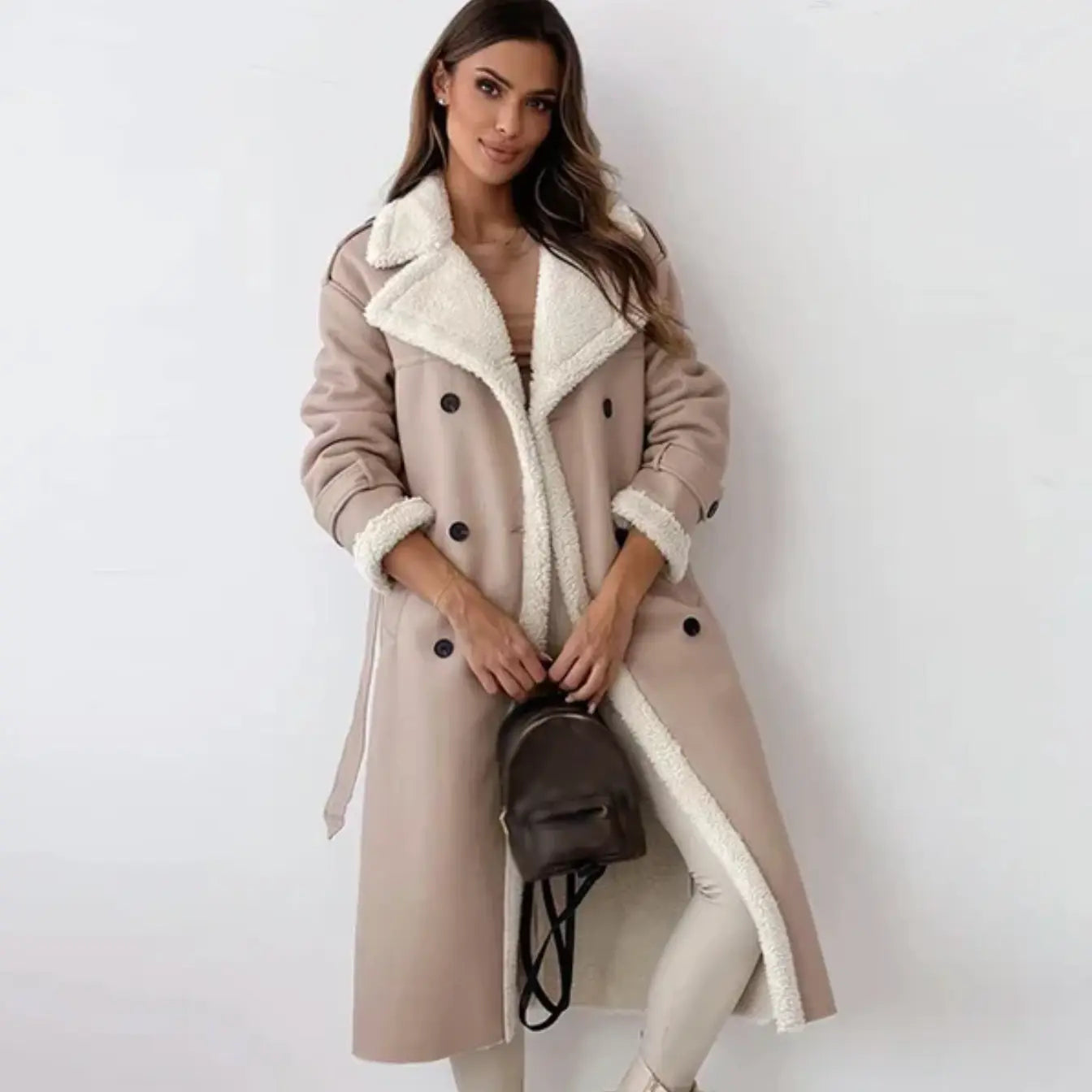 Clara – Langer Wintermantel mit Teddyfutter Damen