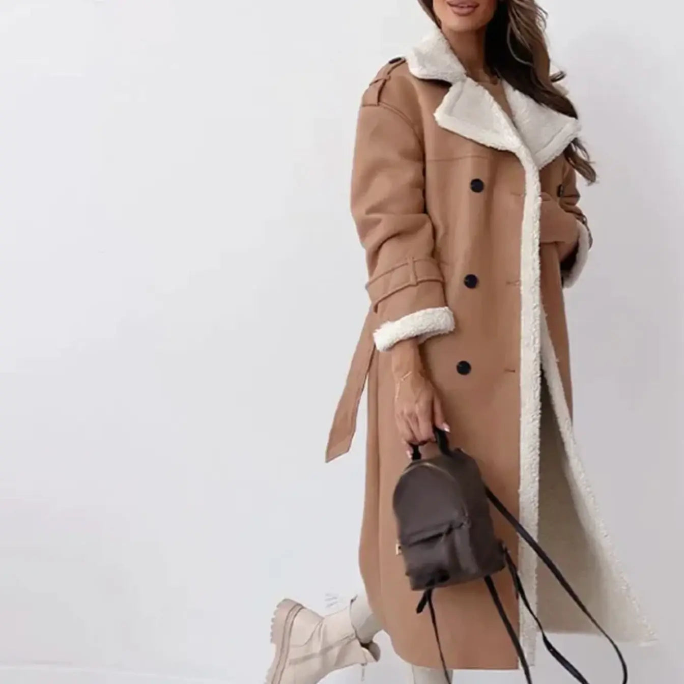 Clara – Langer Wintermantel mit Teddyfutter Damen