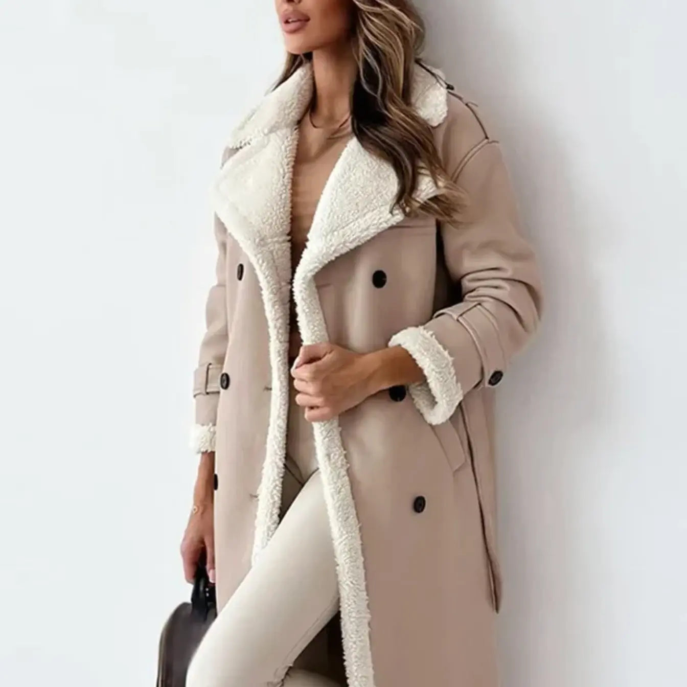 Clara – Langer Wintermantel mit Teddyfutter Damen