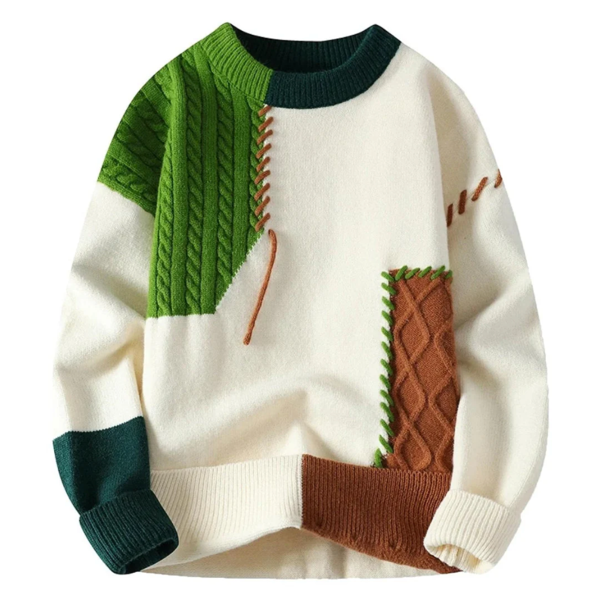 Elian – Moderner Patchwork Strickpullover Unisex
