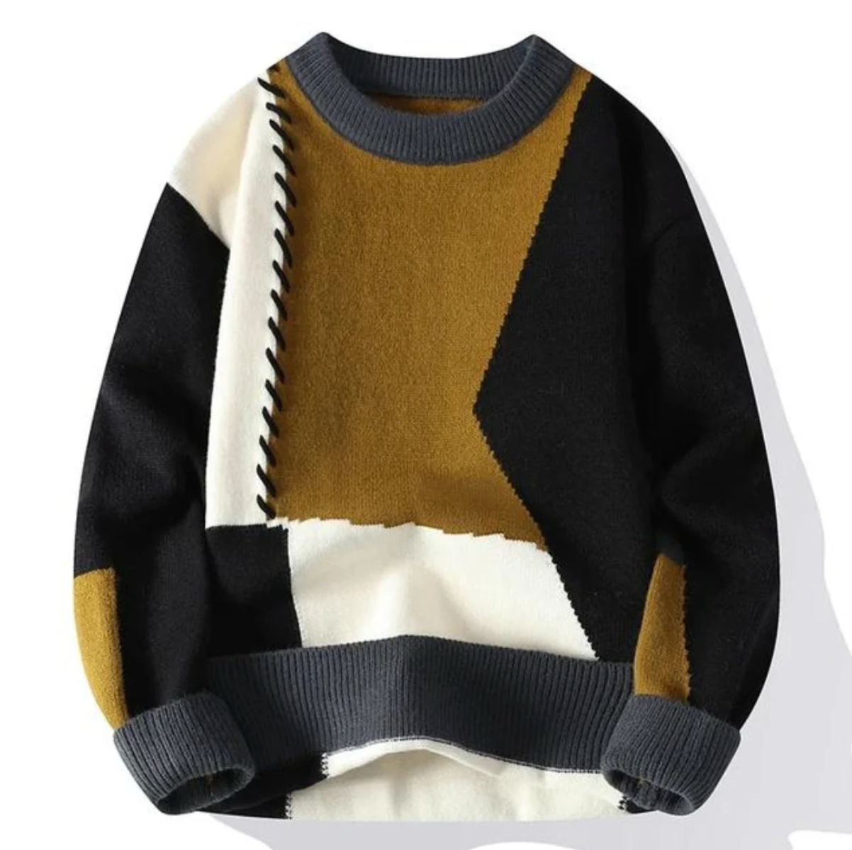Elian – Moderner Patchwork Strickpullover Unisex