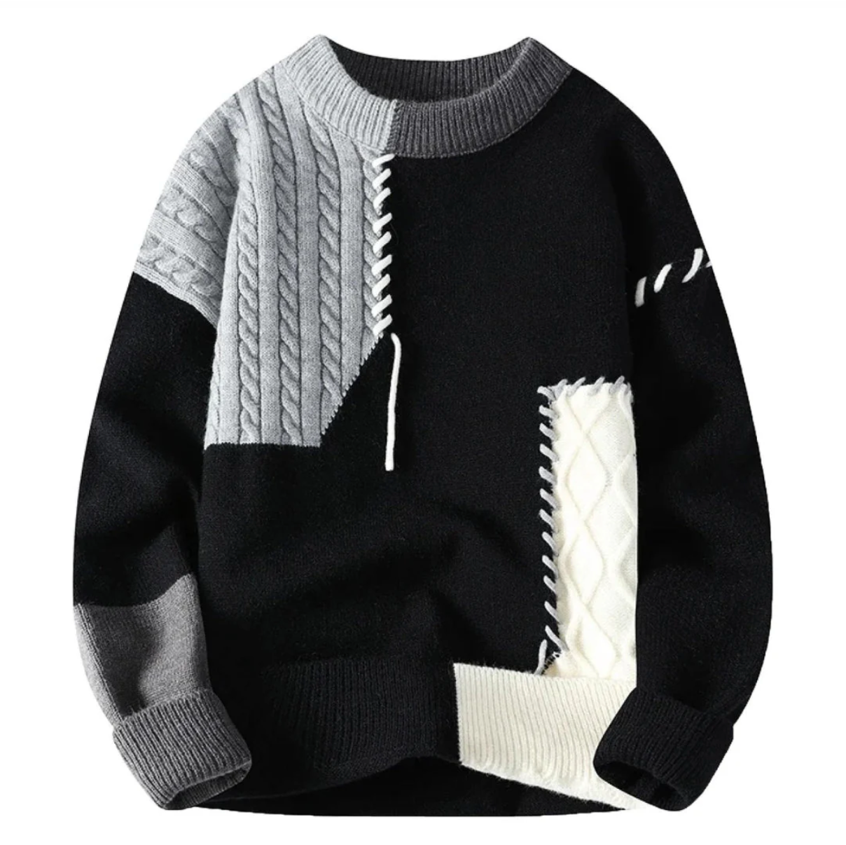 Elian – Moderner Patchwork Strickpullover Unisex