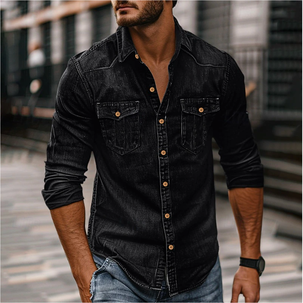 Timo – Lässiges Denimhemd Herren