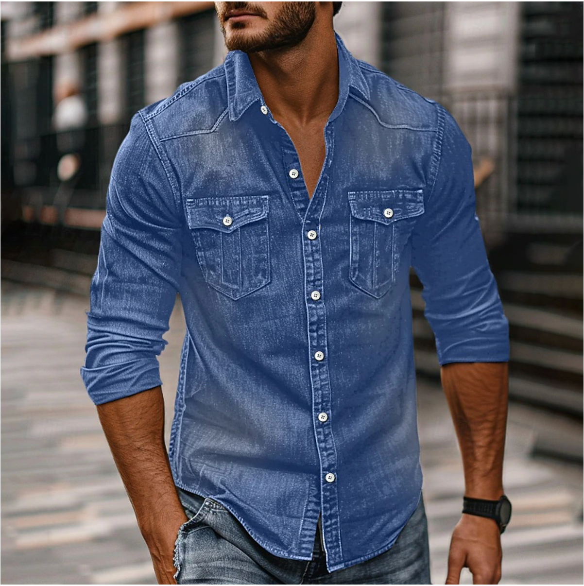 Timo – Lässiges Denimhemd Herren
