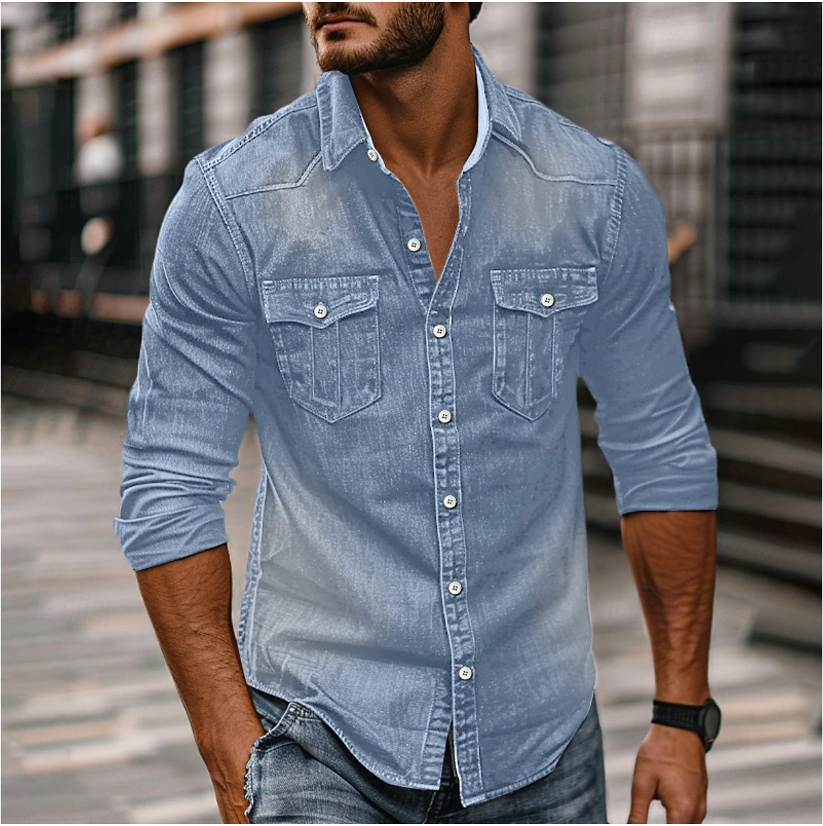 Timo – Lässiges Denimhemd Herren