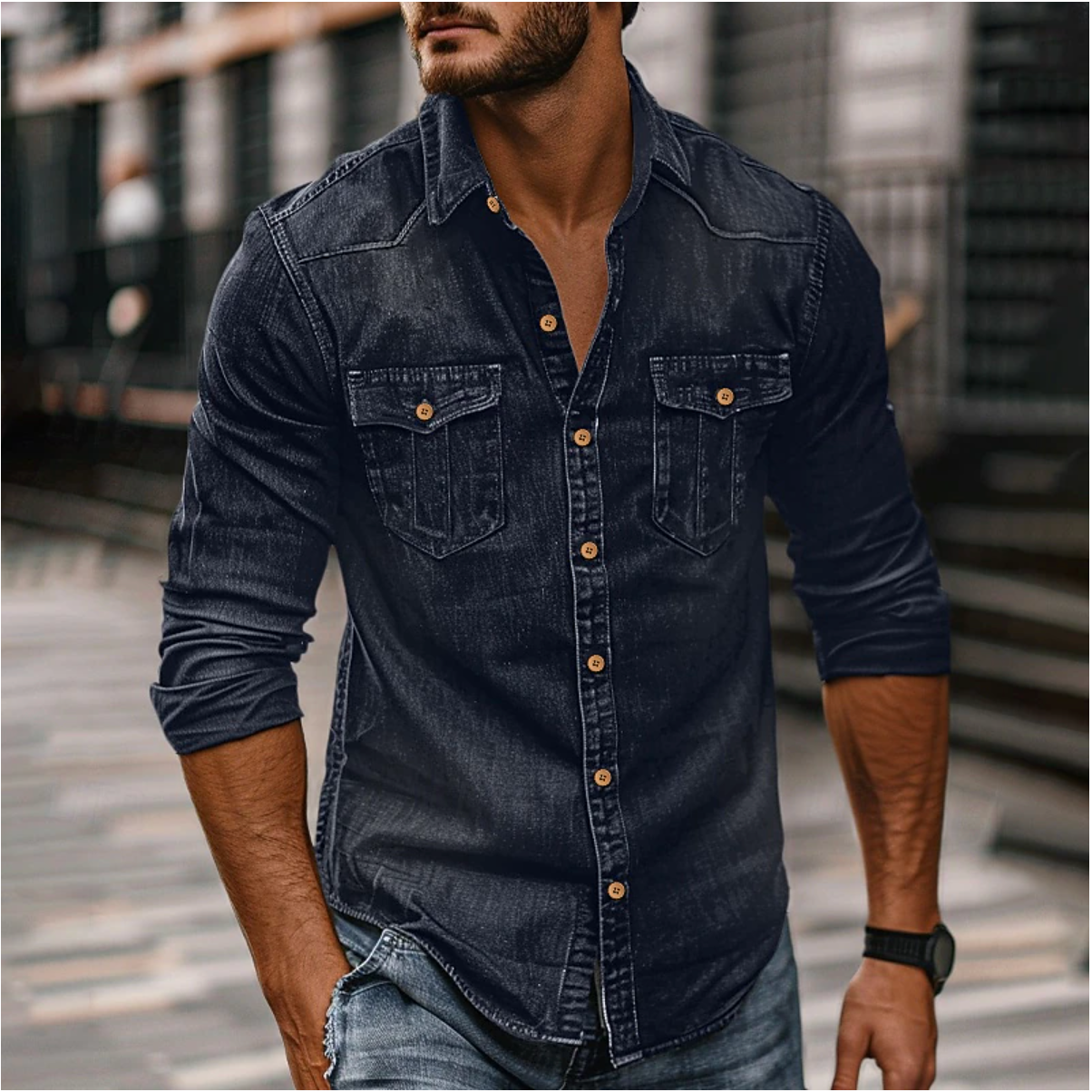 Timo – Lässiges Denimhemd Herren