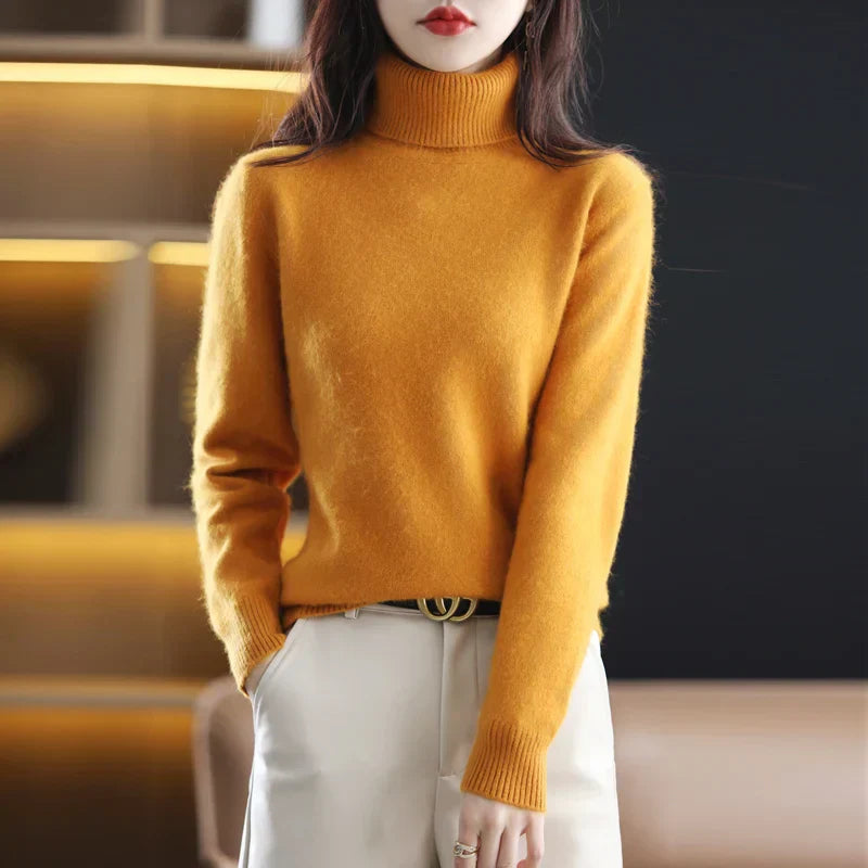 Isabella - Damen kaschmir Strickpullover mit Rollkragen