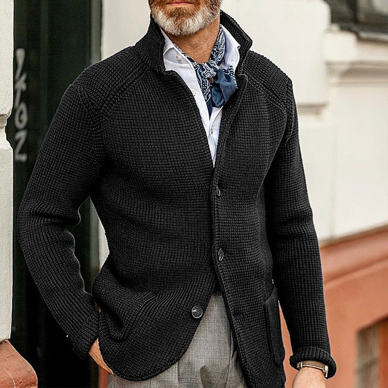 Martin - Herren Strickblazer mit Knopfleiste und Reverskragen
