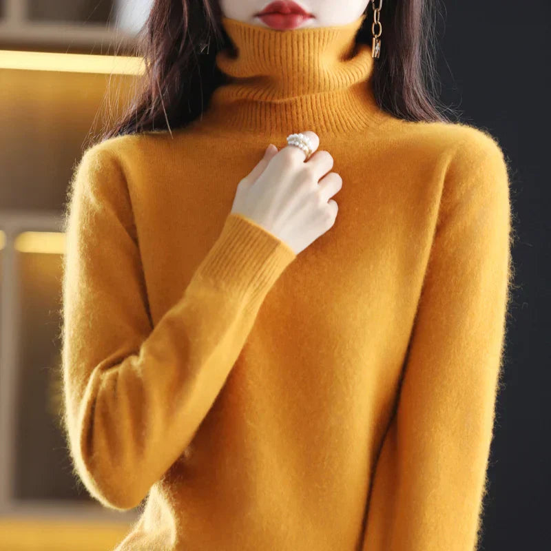 Isabella - Damen kaschmir Strickpullover mit Rollkragen