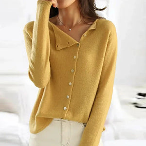 Elena - Damen wollen Strickcardigan mit V-Ausschnitt und Knöpfen