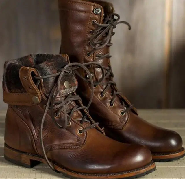 Victor - Herren-Lederstiefel mit gefütterten Schnürsenkeln
