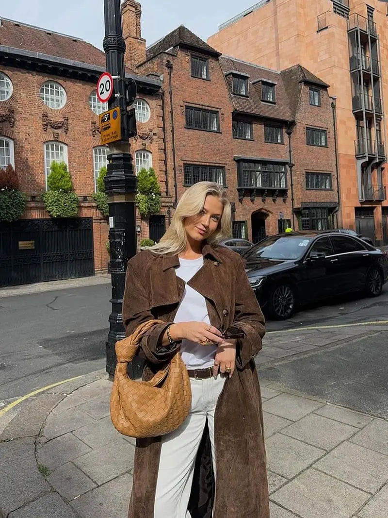 Helena - Damen Trenchcoat lang aus Wildleder