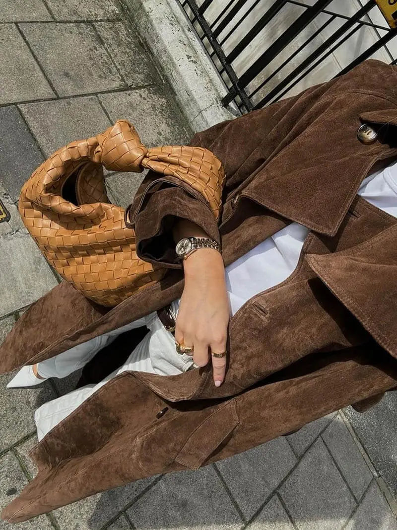Helena - Damen Trenchcoat lang aus Wildleder