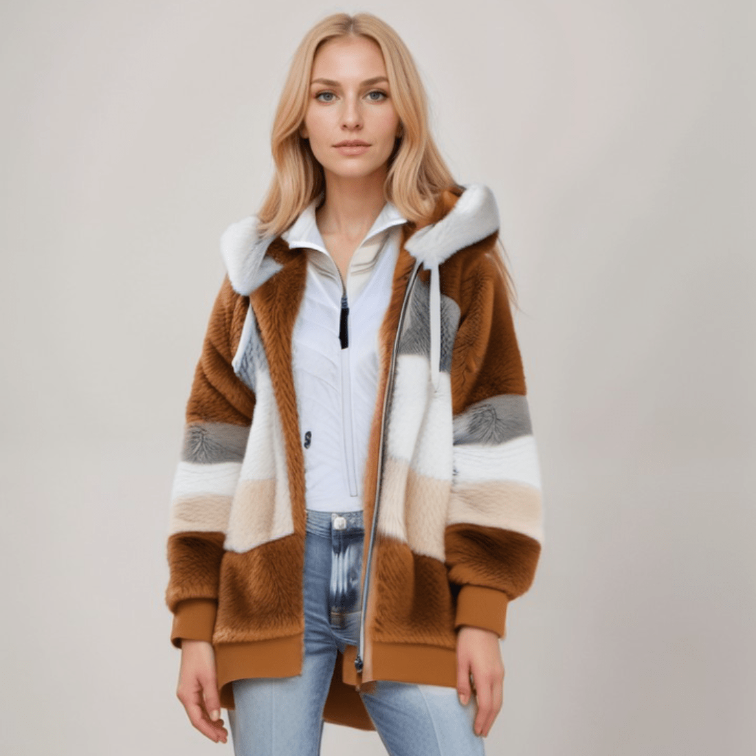 Elina - Damen Jacke mit Kapuze und Reißverschluss oversize