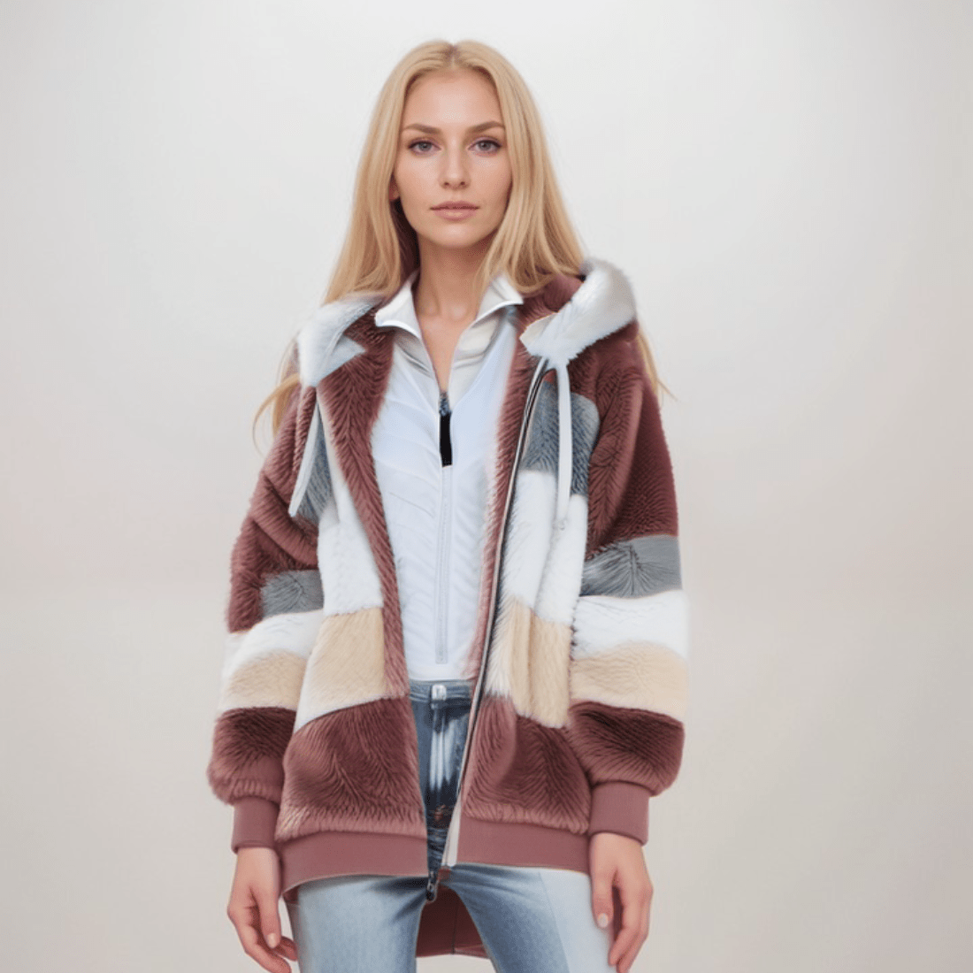 Elina - Damen Jacke mit Kapuze und Reißverschluss oversize
