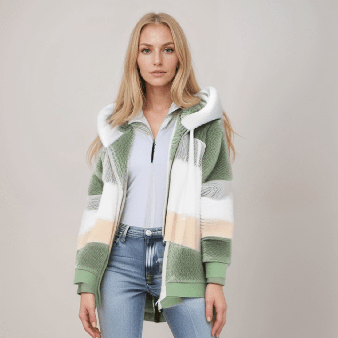 Elina - Damen Jacke mit Kapuze und Reißverschluss oversize