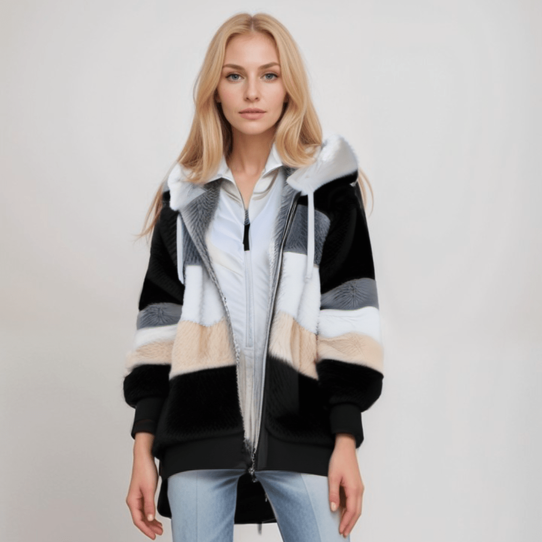 Elina - Damen Jacke mit Kapuze und Reißverschluss oversize