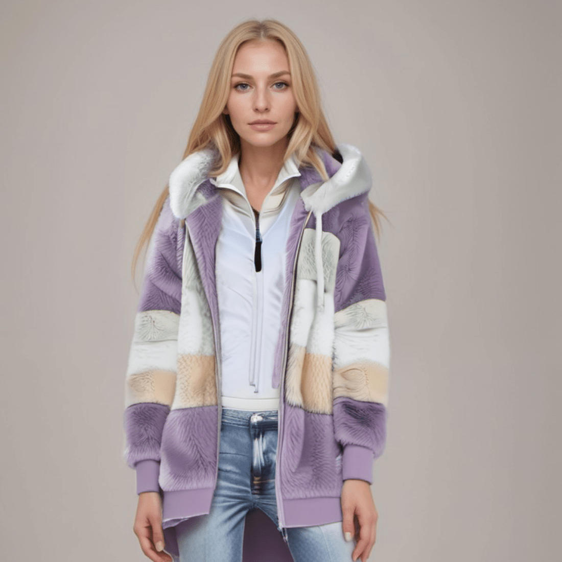 Elina - Damen Jacke mit Kapuze und Reißverschluss oversize