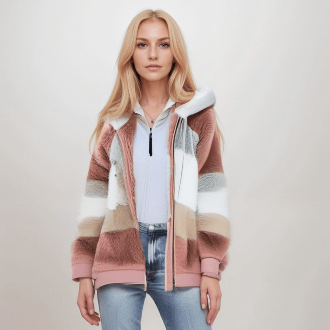 Elina - Damen Jacke mit Kapuze und Reißverschluss oversize