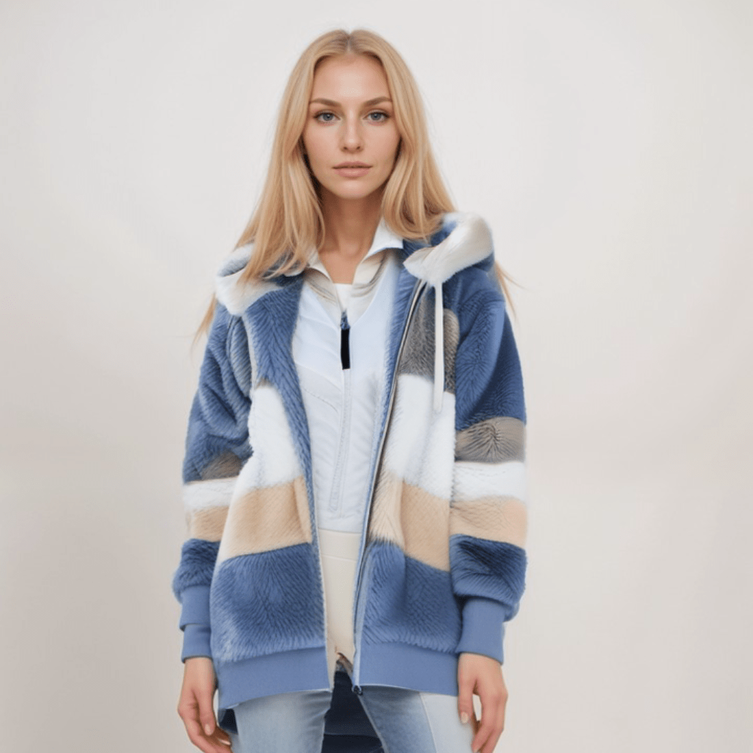 Elina - Damen Jacke mit Kapuze und Reißverschluss oversize