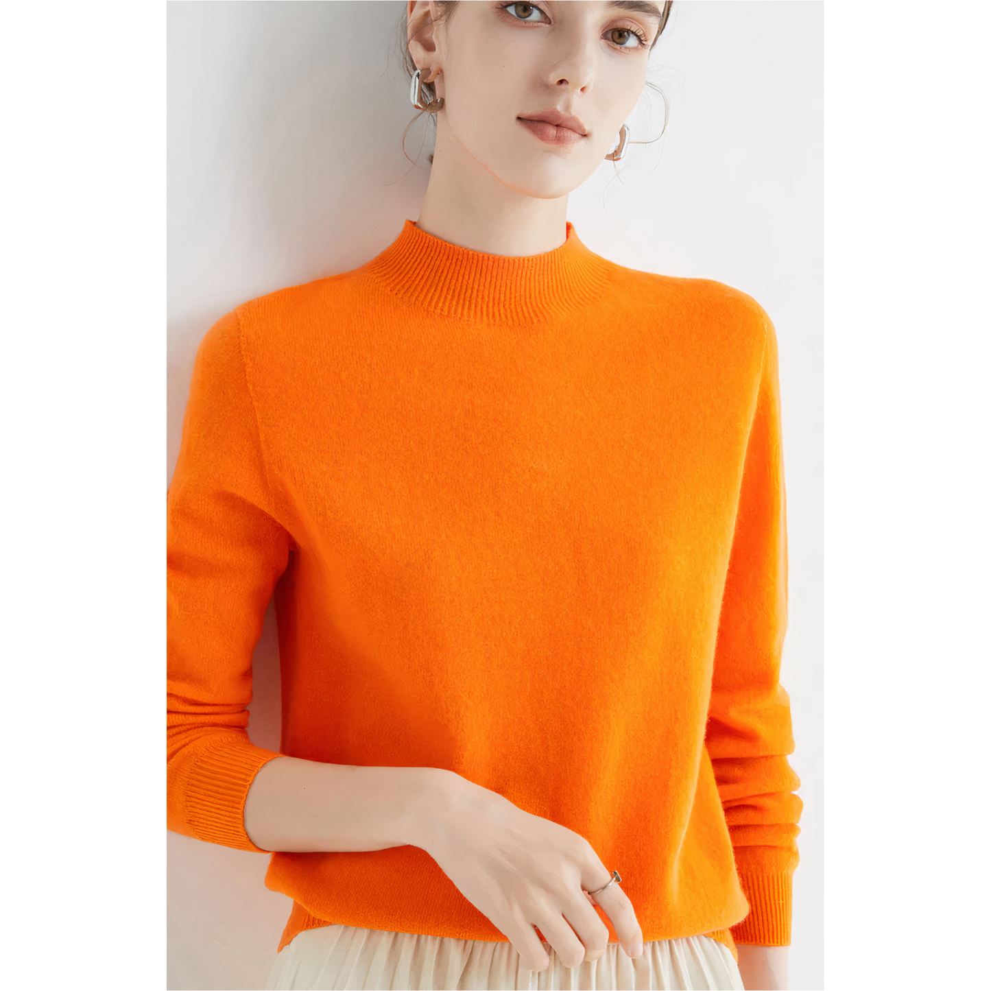 Elvira - Damen Pullover mit Stehkragen und Langarm