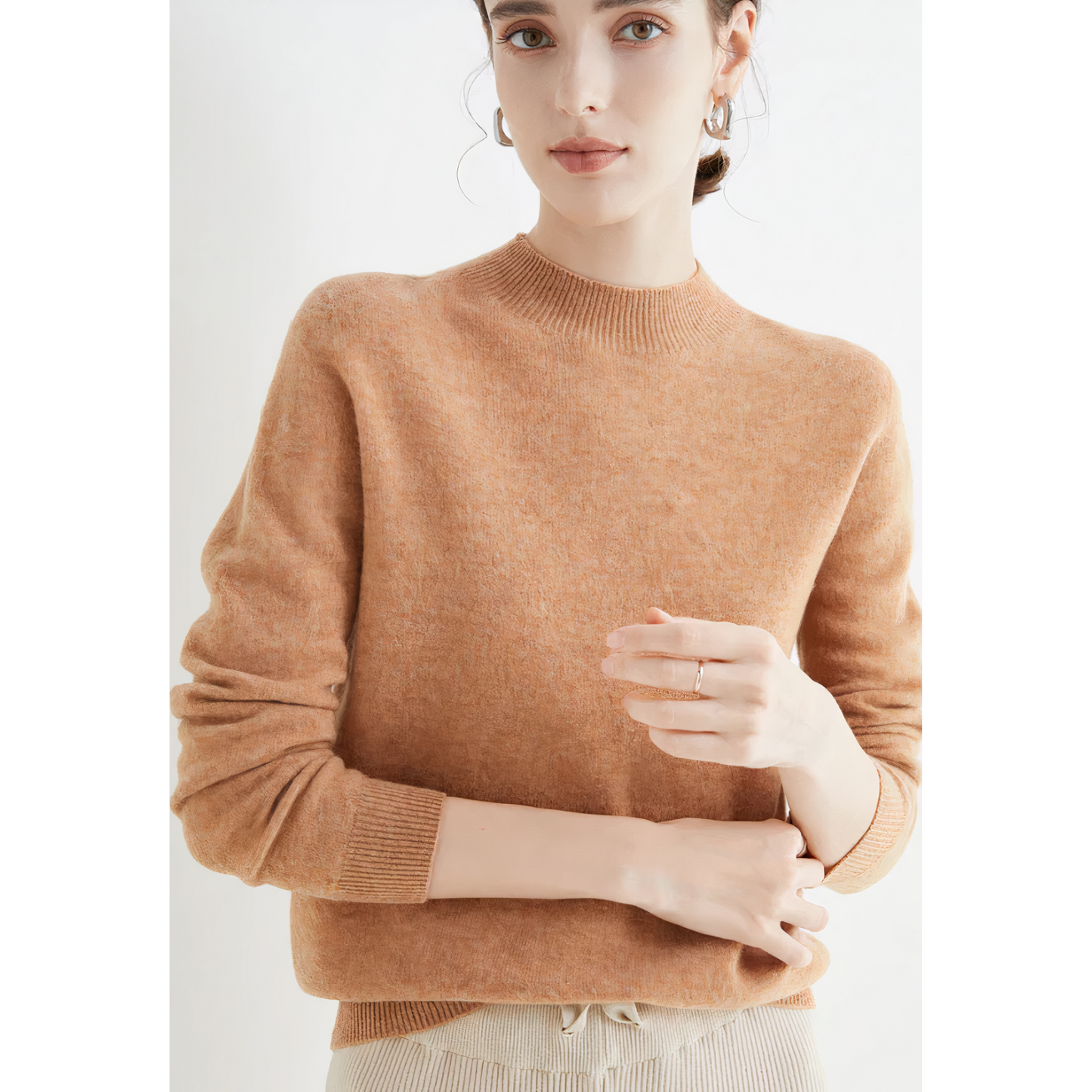 Elvira - Damen Pullover mit Stehkragen und Langarm