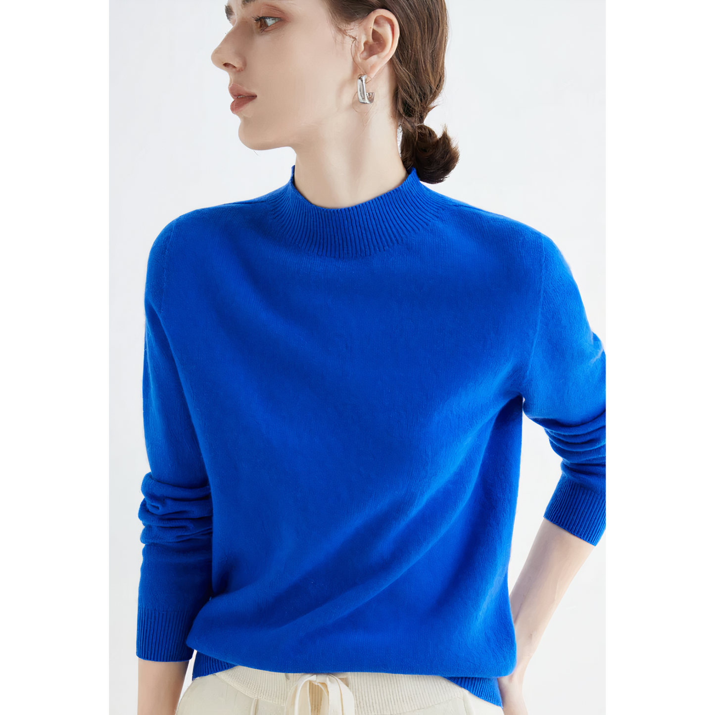 Elvira - Damen Pullover mit Stehkragen und Langarm