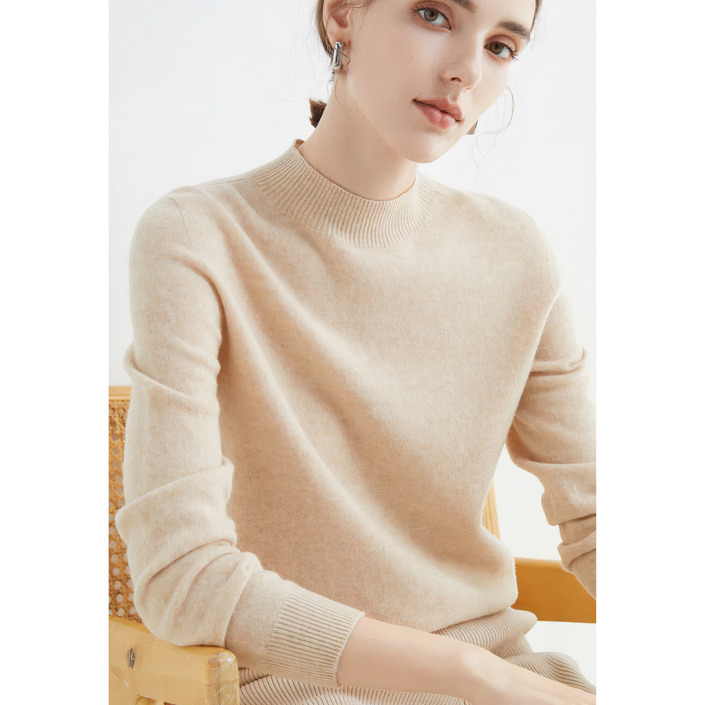 Elvira - Damen Pullover mit Stehkragen und Langarm