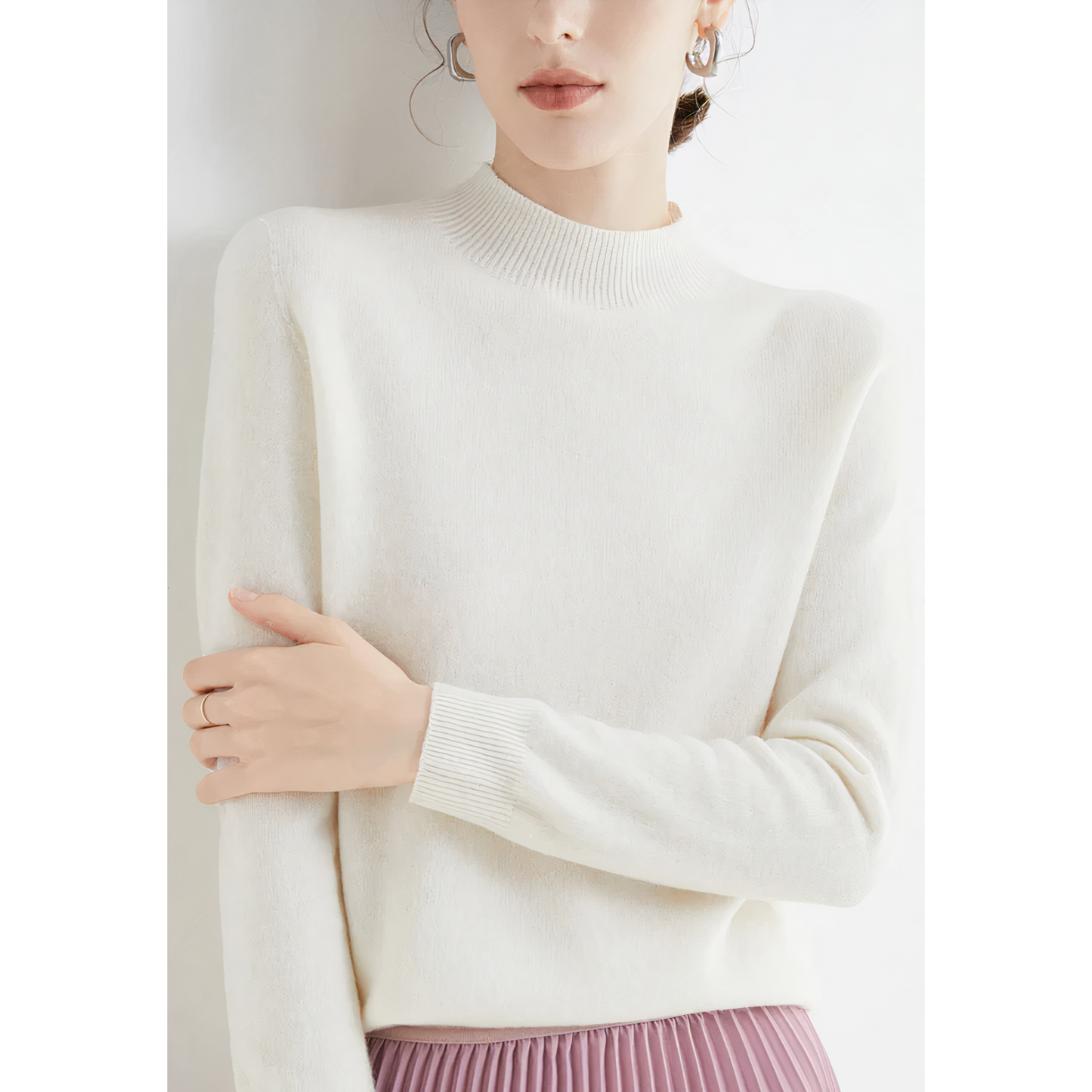 Elvira - Damen Pullover mit Stehkragen und Langarm