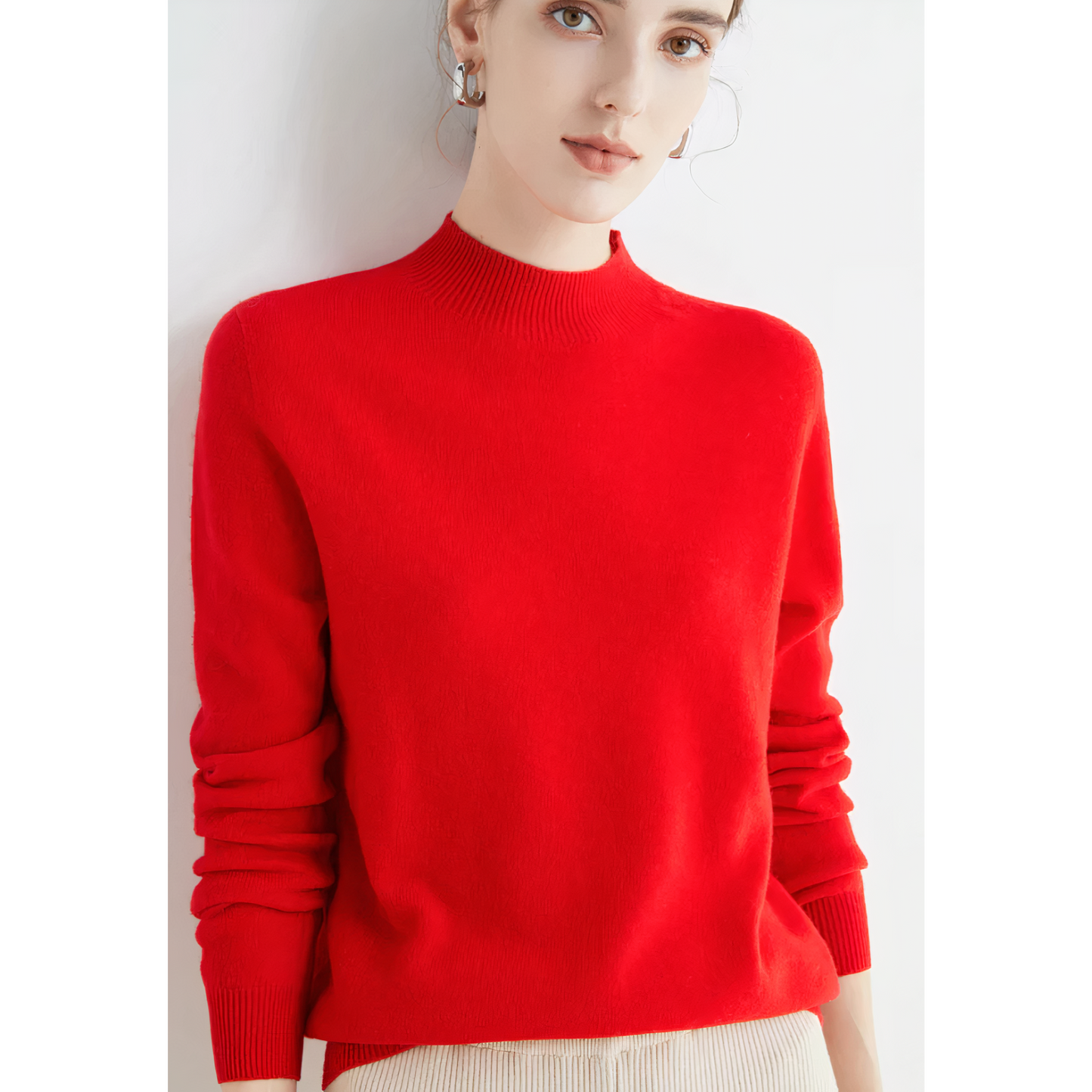 Elvira - Damen Pullover mit Stehkragen und Langarm