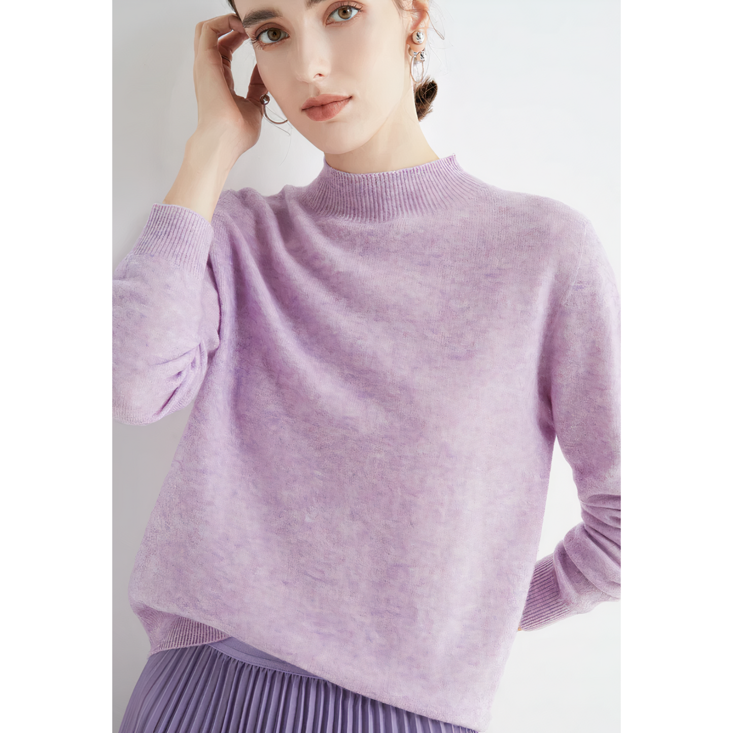 Elvira - Damen Pullover mit Stehkragen und Langarm
