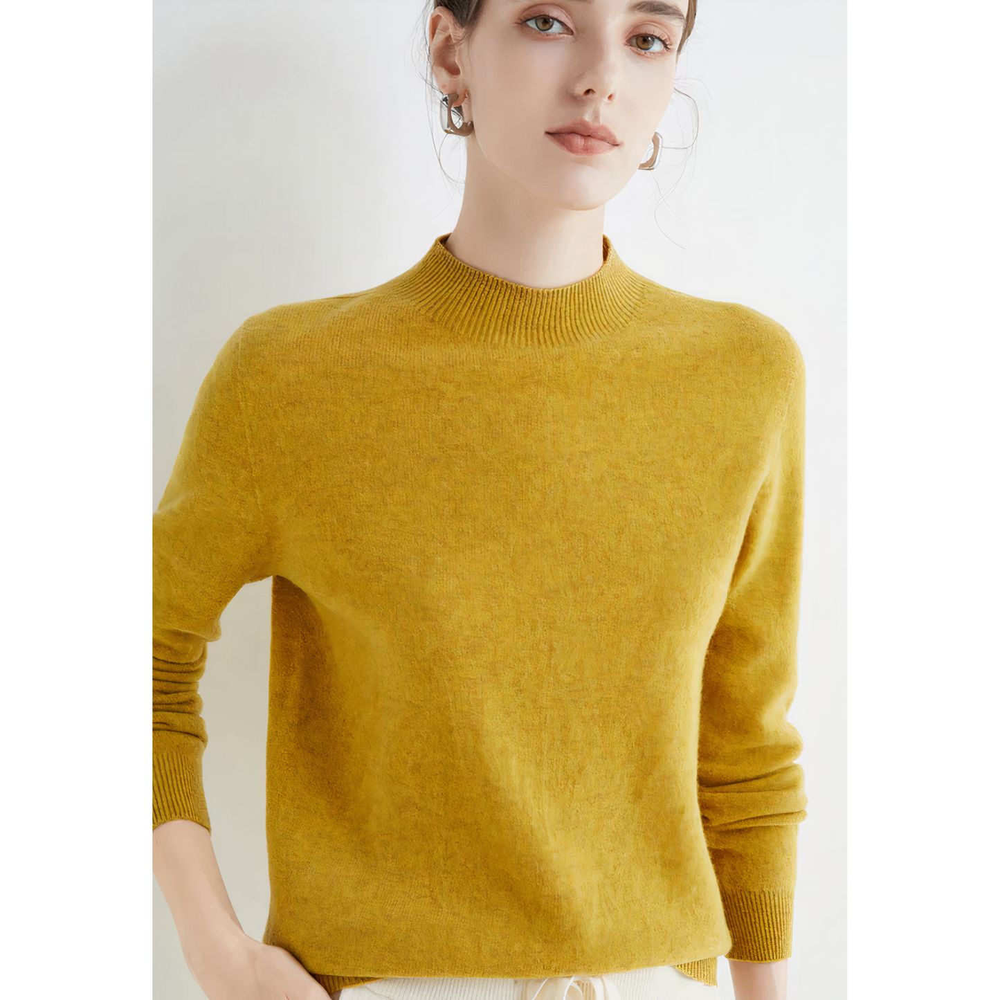 Elvira - Damen Pullover mit Stehkragen und Langarm
